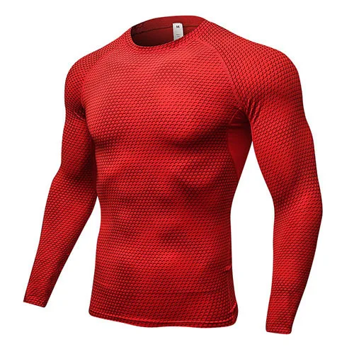 Yuerlian, Хит, мужская спортивная одежда, компрессионная, плотная, Джерси, для фитнеса, спортивный костюм, для спортзала, для бега, топ, рубашка, Demix, для бодибилдинга, для бега, футболка - Цвет: Красный