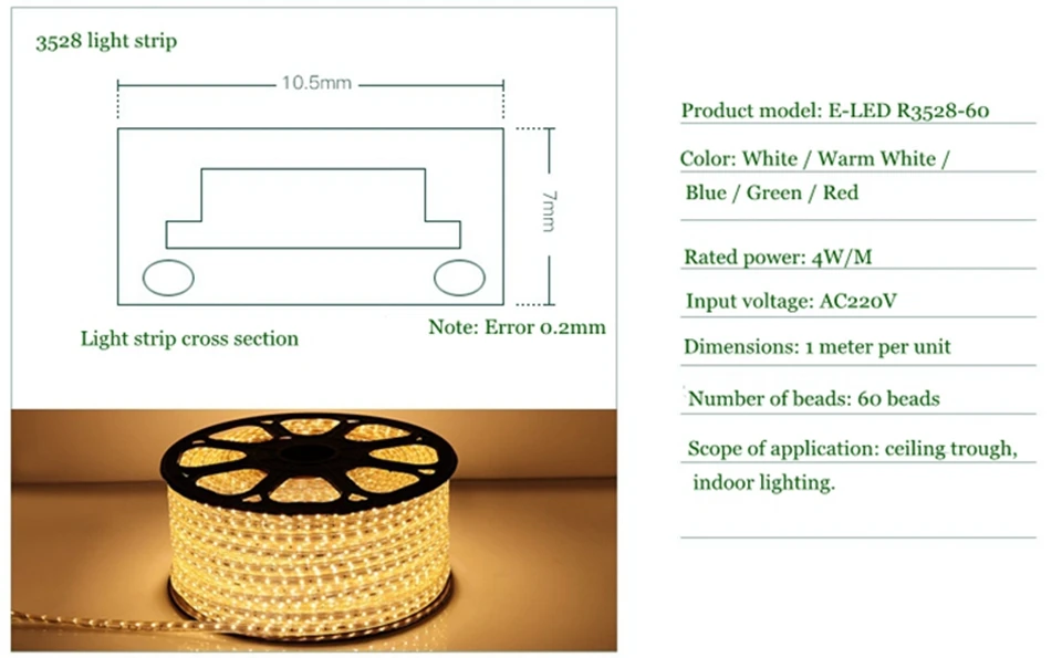 Светодиодный светильник SMD3528 RGB, водонепроницаемый гибкий барный светильник 120 светодиодный/м 1 м~ 25 м с европейской вилкой, наружное украшение сада, AC220V