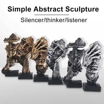 

Abstract Sculpture Figurine Ornaments Silence Is Gold Office Home Desk Decoration Accessories Modern Art Resin Decoration Craft