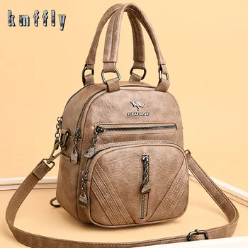 

3-in-1 Women Backpacks Vintage Female Shoulder Bags Soft Leather Backpack Ladies Travel Back Pack Luxury Bags for Girls Mochila
