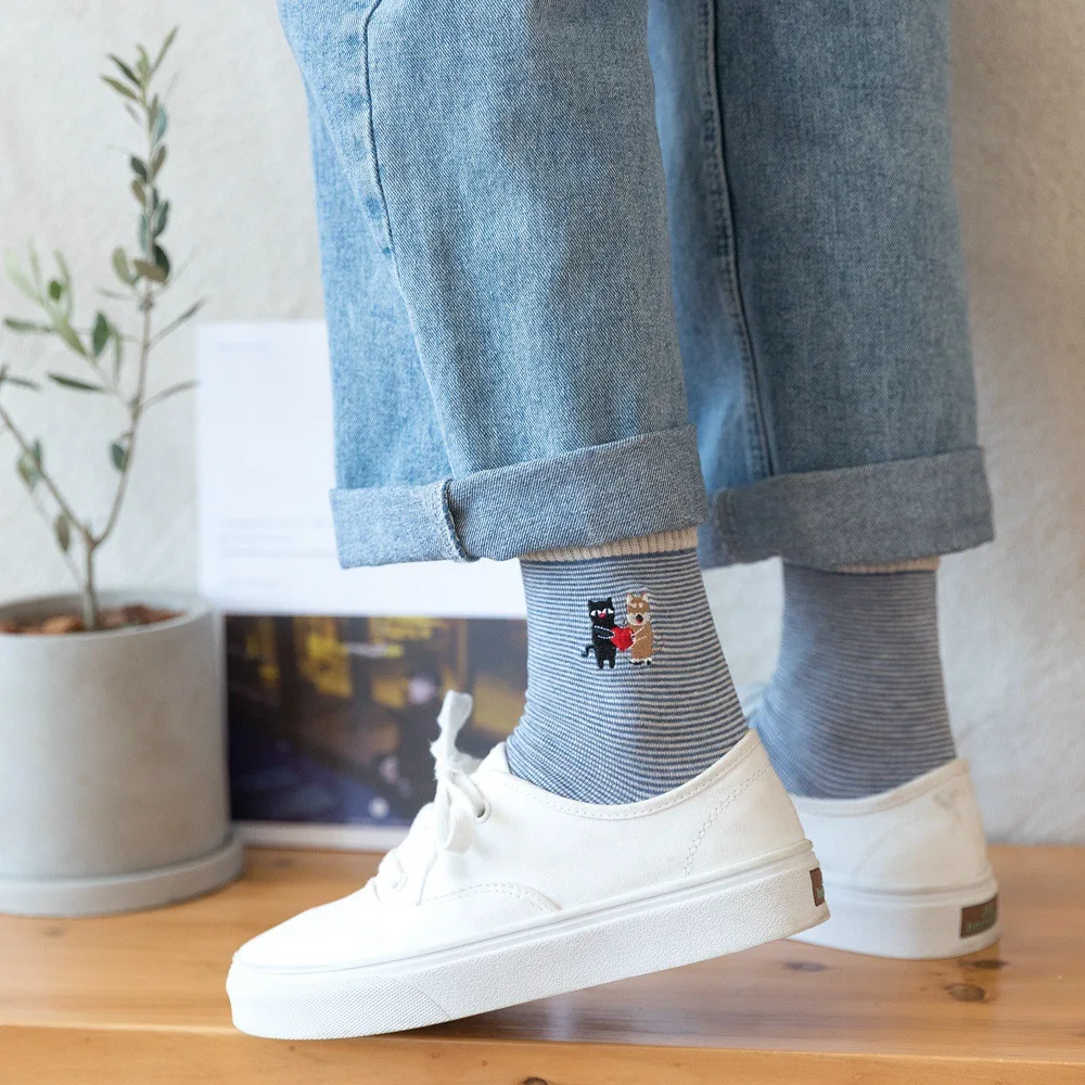 Японский Harajuku Skarpetki мультфильм вышивка кавайные носки женские теплые забавные носки хлопок новинка Calcetines Mujer Sokken 121201