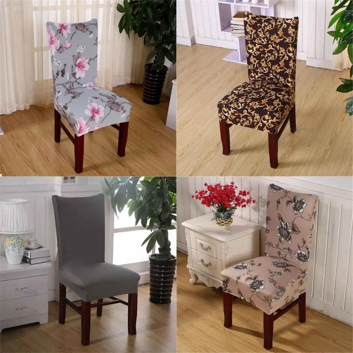 Чехлы для стульев мягкие эластичные короткие Чехлы для обеденных стульев с печатным рисунком Чехлы для банкетных стульев Защитные чехлы для сидений
