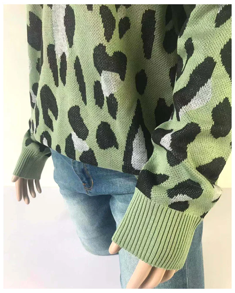 Осень зима свитер женский,вязаный свитер, мода большой размер,свитер леопард,свитер пушистый,свободный свитер