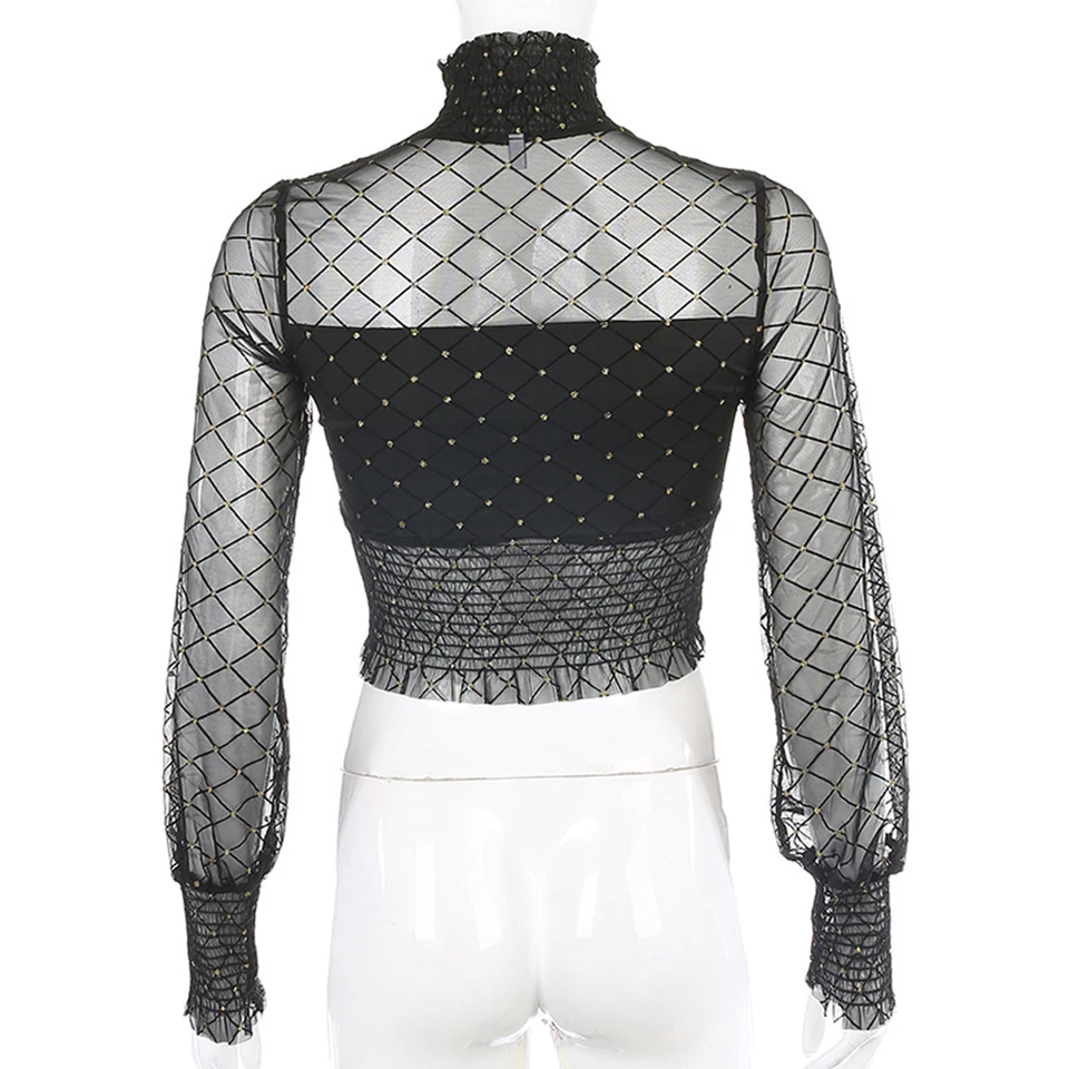 silver fishnet top