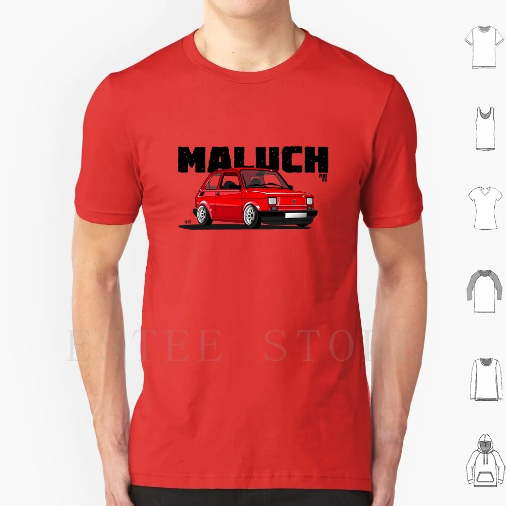 Fiat 126 Maluch Red T Shirt Stampa Cotone Maluch Fiat 126 Posizione Polski Classic Cars Race Drift Carposter Alla Deriva