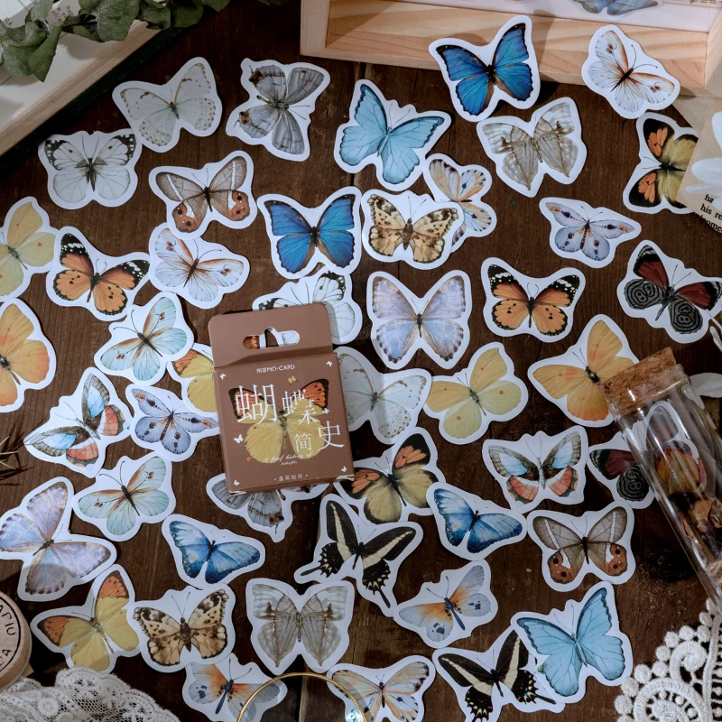 46 pcs/box Vintage Butterfly INS Style Journal Decorative Washi Stickers Scrapbooking Stick Label Diary Album | Дом и сад