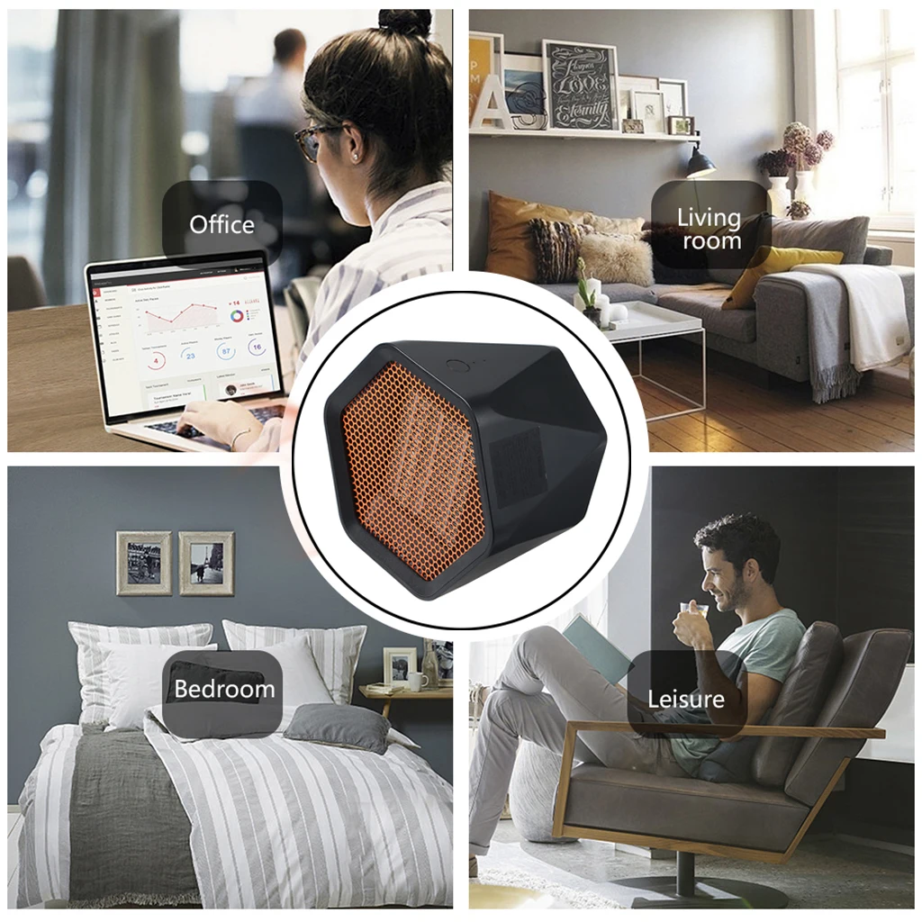 Portable 600W/100W Fast Heater Heated Heating Electric Warmer Hot Winter For Home Bedroom Handy Fan Heater