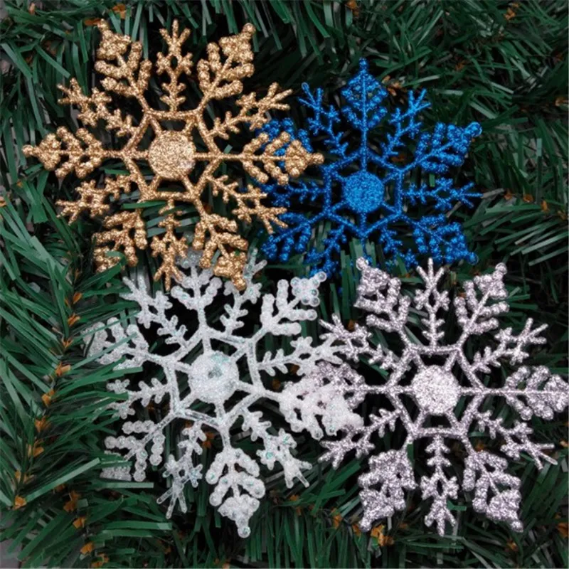 12Pcs Christmas Decorations for Home Frozen Party Christmas Tree Decoration 3D Snowflakes Hanging Ornaments 4 Colors Dropship