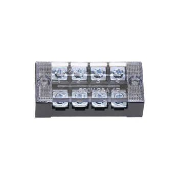 

2Pcs Dual Row 4 Position Screw Terminal Block Strip 600V 25A w Cover TB-2504
