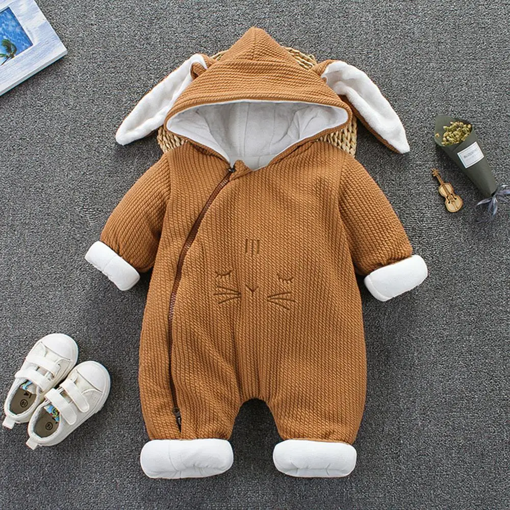 LOOZYKIT/Детские комбинезоны; зимняя одежда для мальчиков и девочек; утепленная хлопковая верхняя одежда; Милая зимняя одежда для детей - Цвет: Brown rabbit