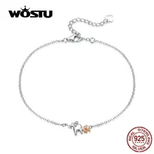 WOSTU, новинка, Семейный Браслет со слоном, Настоящее серебро пробы, умный и нежный слон, браслет CQB152