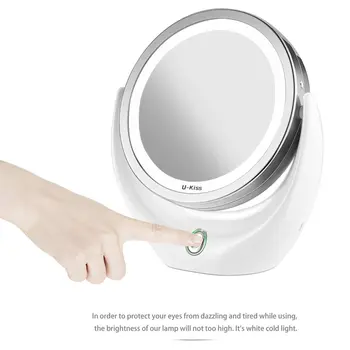 

Portable Folding Adjustable Brightness 8 LED Lighted 1X 2X Magnification Travel Mirror with Battery for Cosmetic Makeup