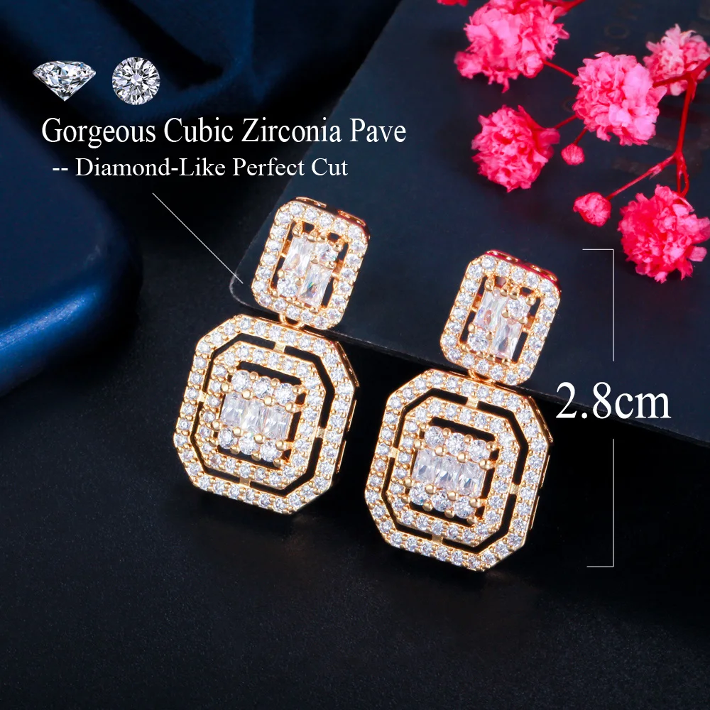 CWWZircons Cubic Zircon Square Drop Dangle Earrings for Women Fashion Wedding Party Wear Jewelry CZ865 dangle earrings drop earrings