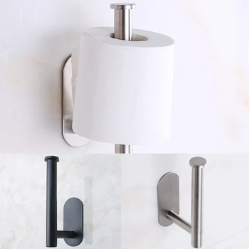 

Bathroom Toilet Paper Holder Black Wall Mounted Tissue Rack Stainless Steel Kitchen Towel Storage Shelf WC Roll Paper Holder