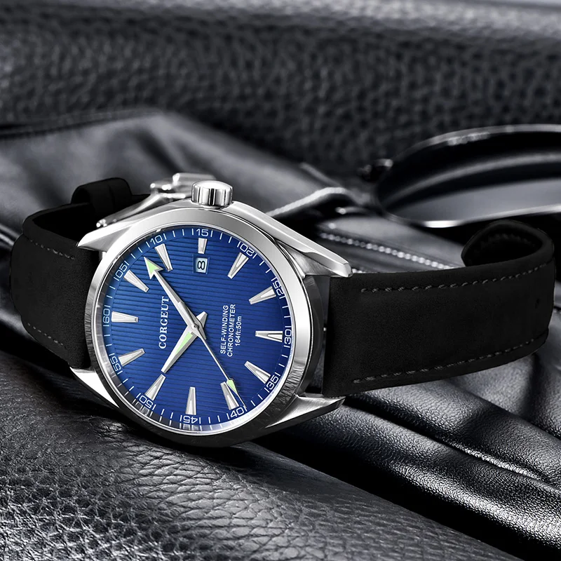 Tanie Męskie zegarki Top Luxury Brand corgeut Fashion Sport zegarki mężczyźni wodoodporny zegar męski skórzany wojskowy automatyczny zegarek na rękę