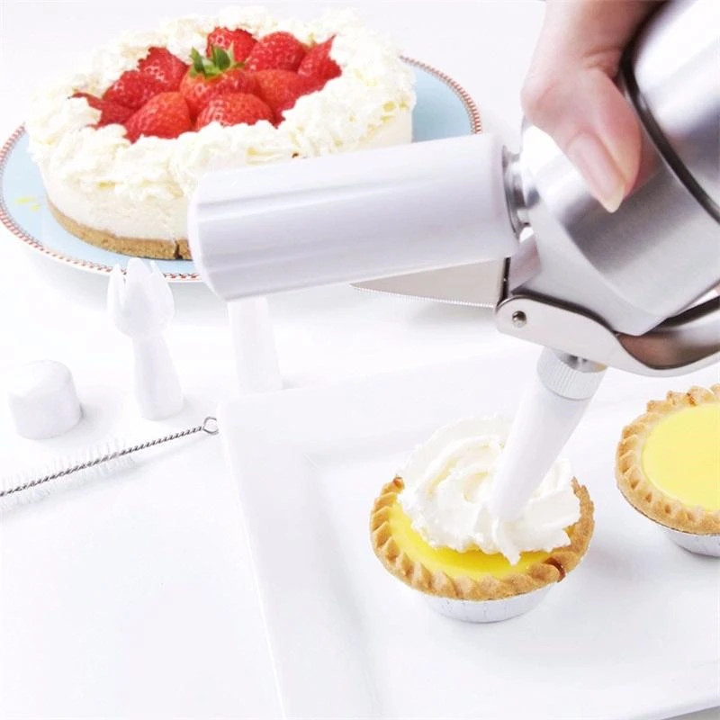 Cream Whipper Dispenser 500ML Cream Dispenser Whipped Whipper Artisan Cream Whipper with Decorating Nozzles Made of Aluminum Bar Tools