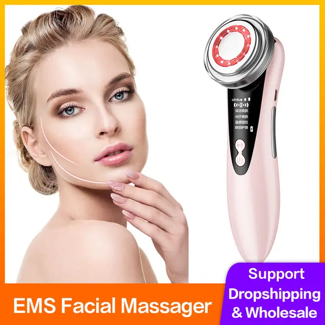 EMS Facial Massager LED light therapy Sonic Vibration Wrinkle Removal Skin Tightening Hot Cool Treatment Skin Care Beauty Device 1