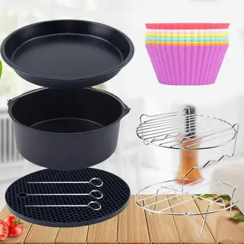 

New 6-piece 7-inch Air Fryer Accessories Carbon Steel Air Fryer Electric Food Preservation Kitchen Accessories Set