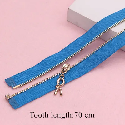 2pcs 3# 50/55/65/70/75cm Open-end Auto Lock Metal Copper Zipper for Sewing Bag Clothes Coat Zippers Garment Zippers Accessories - Color: 32