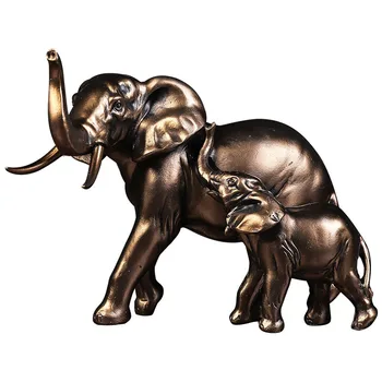 

Bronze Elephants Mother & Son Sculpture Fengshui Figurines Mascot Statue Craft Desktop Decor Ornaments Home Decoration Gift