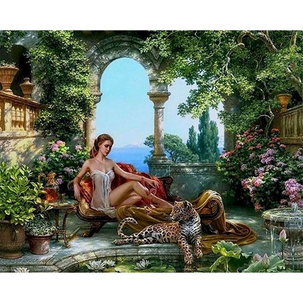 Cross Stitch Kit Beautiful Animal Scenery DIY 11CT Printed Canvas Cotton Home Decoration