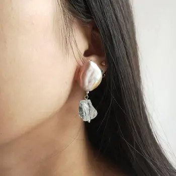 

LiiJi Unique Pink Purple Baroque Pearl Clear Quartz 925 Sterling Silver Earrings Handmade Earrings Delicate Jewelry Women Gift