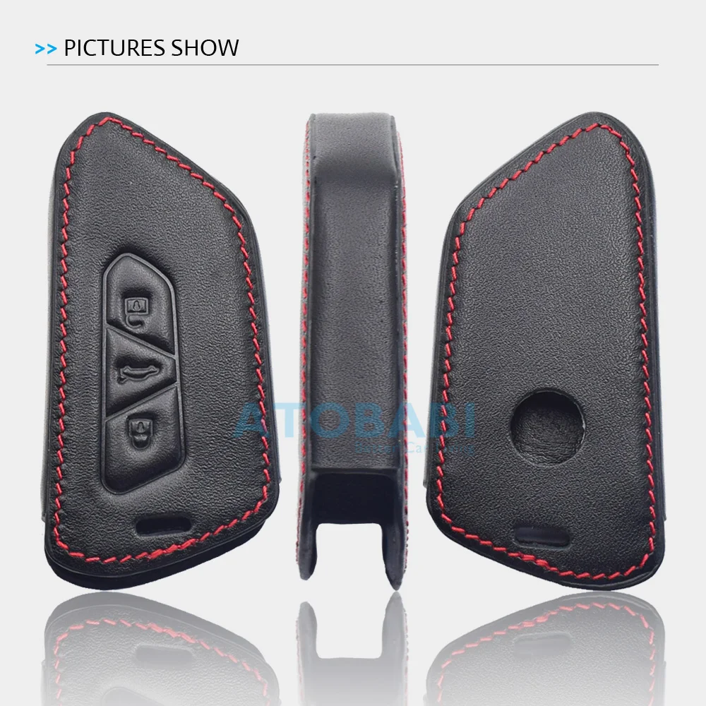 Leather Car Key Cover For VW Volkswagen Golf 8 Mk8 Skoda MK4 SEAT Smart Remote Fob Shell Case Auto Accessory