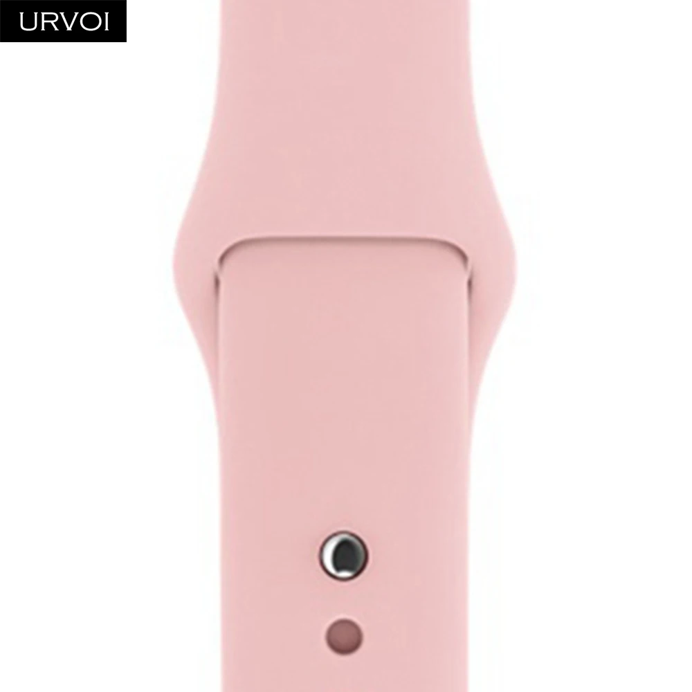 Спортивный ремешок URVOI для apple watch 5, 4, 3, 2, 1, силиконовый ремешок для iWatch 40 мм, 44 мм, застежка на булавке и застежке, новинка, сосновый зеленый - Цвет ремешка: Vintage Rose