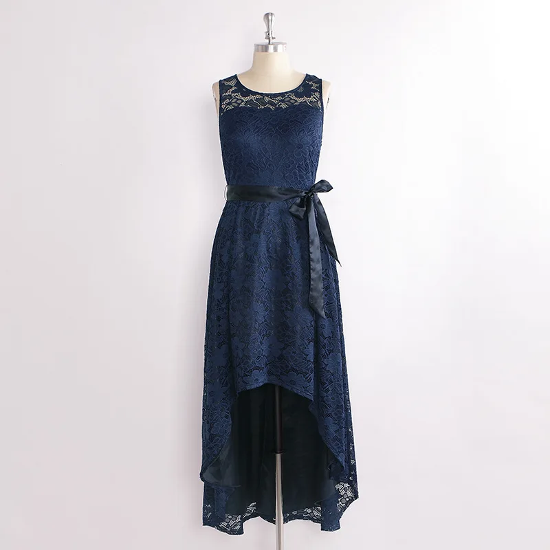 dark blue It's Yiya вечернее платье для девочек элегантное Кружевное Платье De Soiree с круглым вырезом женские вечерние платья больших размеров вечерние платья C466 - Цвет: dark blue