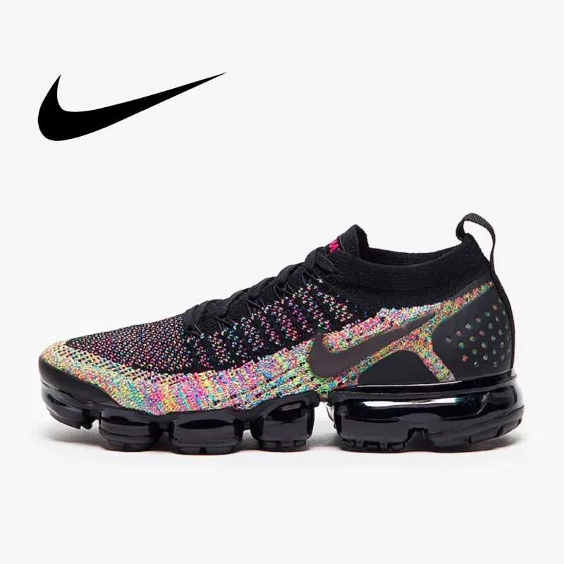 Оригинальные женские кроссовки для бега NIKE AIR VAPORMAX FK 2,0, модные черные кроссовки цвета радуги, Противоударная Дизайнерская обувь 942843