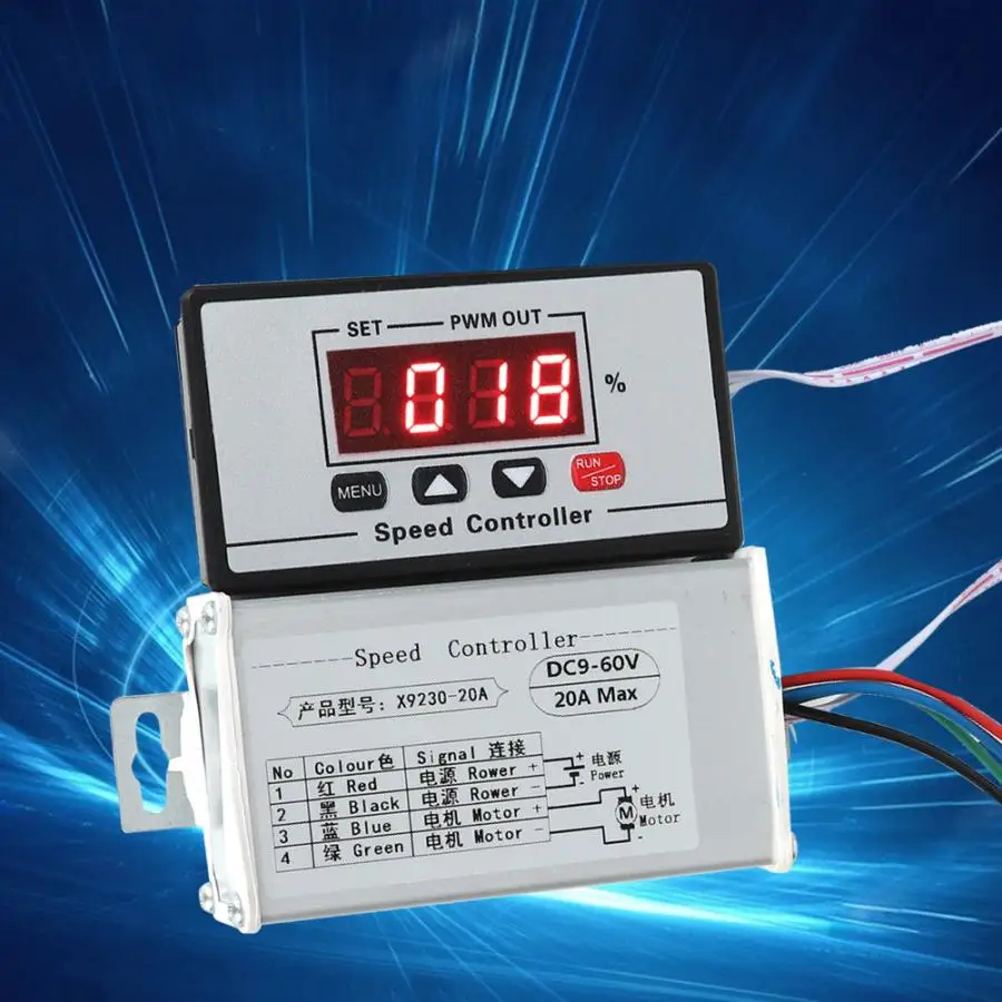 DC9-60V PWM скорость двигателя Регулировочная щетка контроллер скорости двигателя с цифровым дисплеем 20А выход подходит для двигателя щетки постоянного тока
