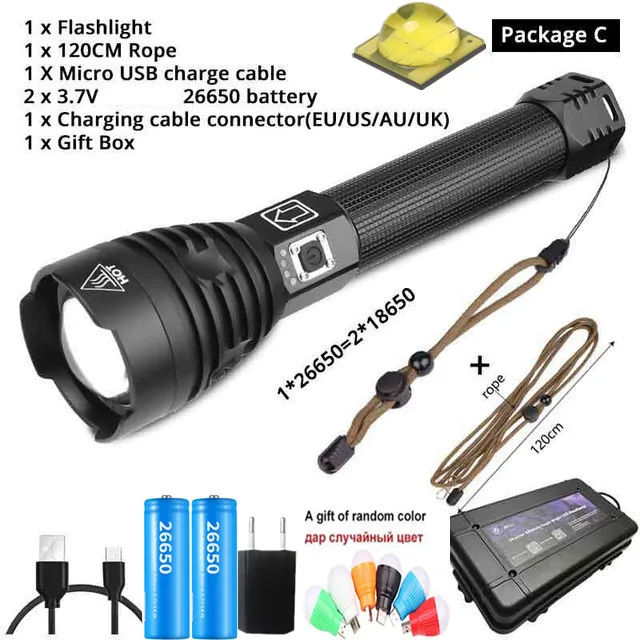 rechargeable led torch 2021 new Portable Ultra Powerful XHP90.3 LED Flashlight 26650 Flashlight XLamp XHP70 USB Rechargeable Tactical Light Zoom Torch blacklight flashlights Flashlights