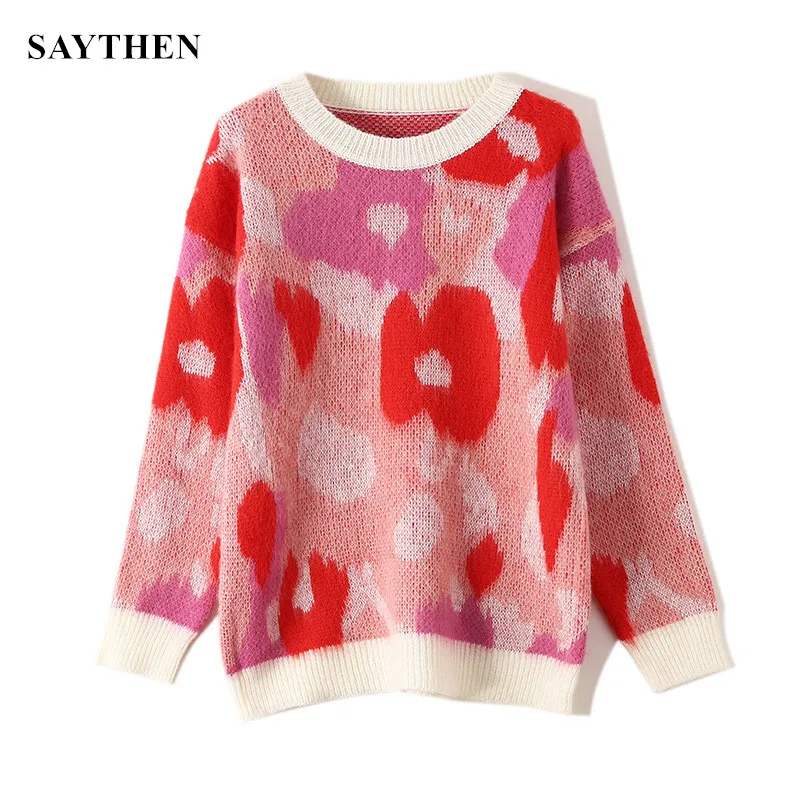 

SAYTHEN Design Starry Sky Embroidery Sweater High-End 2021 New Autumn Winter Loose Jumper Women Sweater Pullover Knit Top Runway