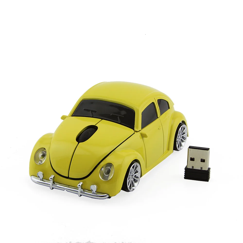 CHYI форма спортивной машины беспроводная мышь 3D USB оптическая мышь ПК компьютер мини беспроводная мышь для детей подарок коллекция ноутбука Настольный - Цвет: Цвет: желтый