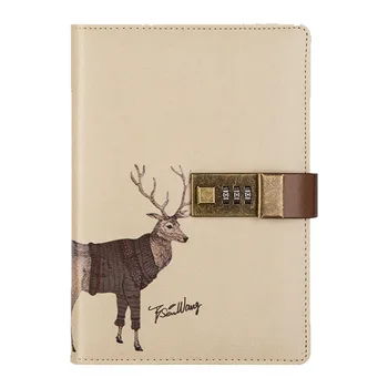 

Travel Journal PU Leather Notepad 224 Pages Pen Holder With Combination Lock Sketchbook Stationery Diary Notebook Students