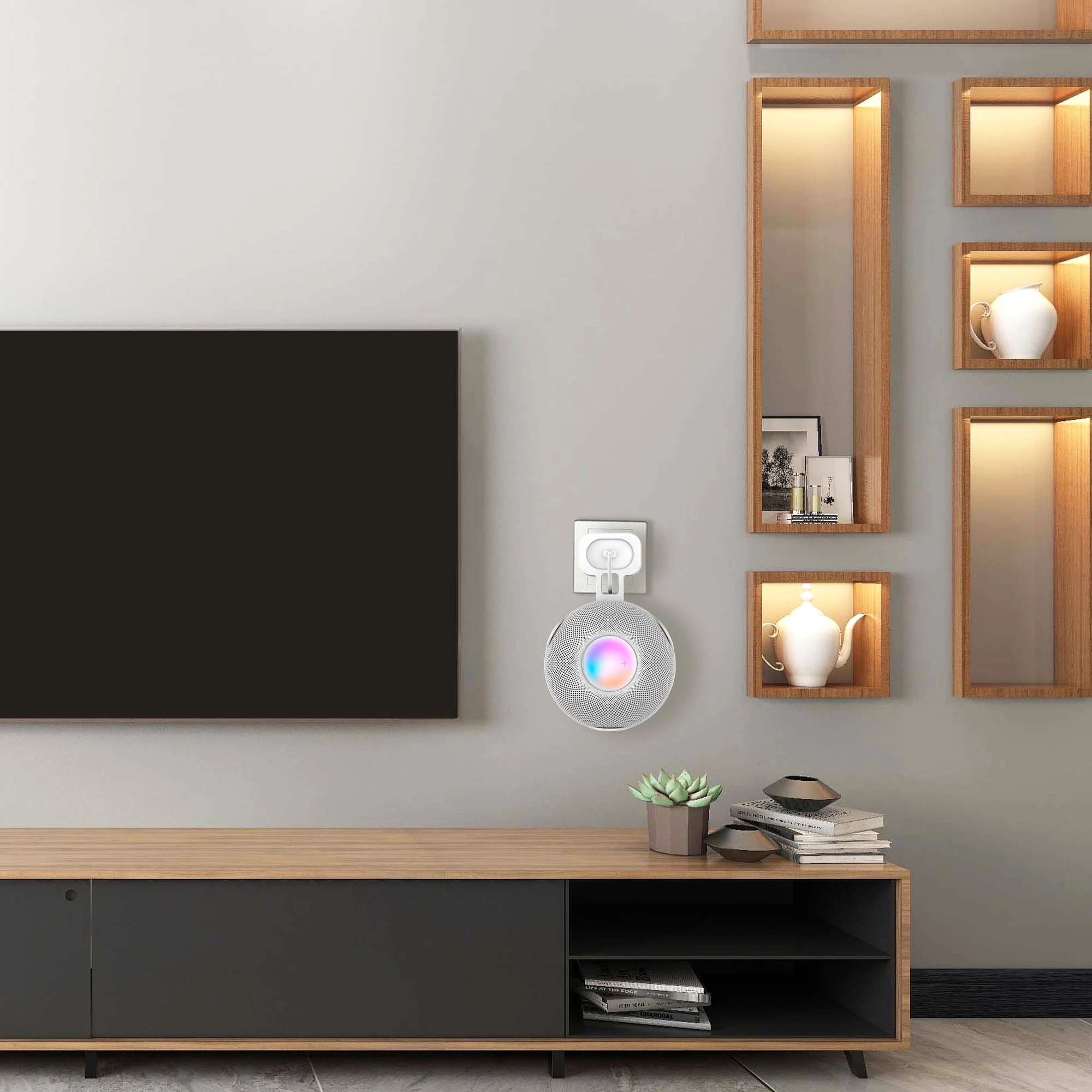 HomePod 미니 스마트 스피커 콘센트 홀더 용 벽걸이 스탠드 행거 Homepod 미니 스탠드 용 공간 절약 브래킷 벽 선반