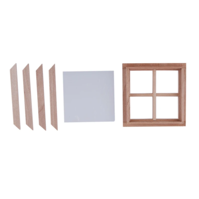 Dollhouse Miniature Wooden 4 Pane Window DIY Accessory