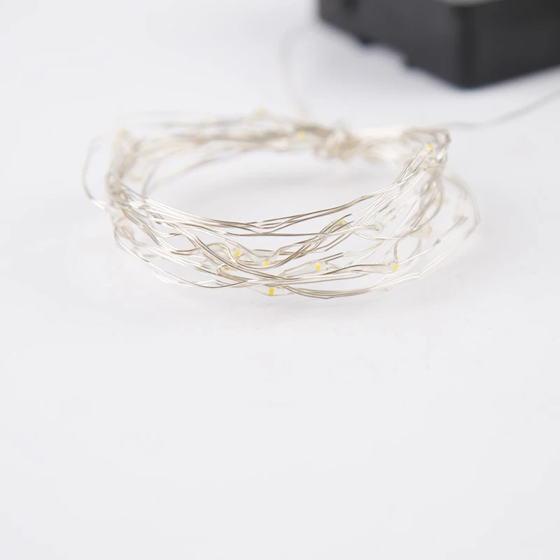 LED 2M Copper String Lamp Starry Beads DIY Fairy Lights 20 Leds Silver Cord Warm White Waterproof  Wedding Party Home Decoration