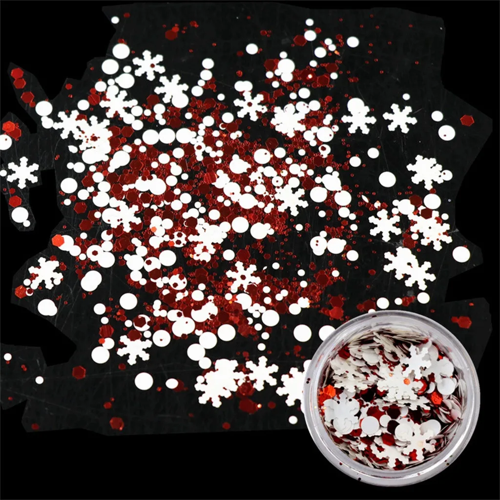 6 Boxes Snowflake Sequins Nail Art Decoration Glitter Set Sparkly Christmas Snowflake Sequin Sequins Mixed Sequins