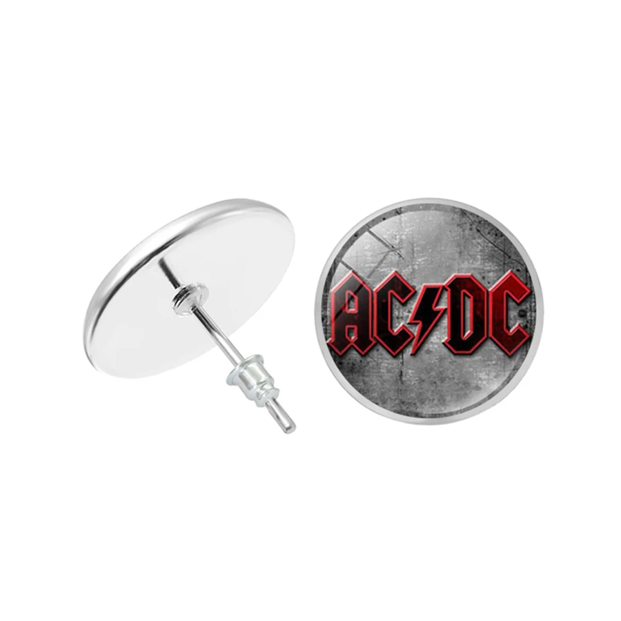 ACDC серьги европейские и американские ACDC рок группа серьги-гвоздики подарок для любителей музыки выпуклые купольные стеклянные серьги Модные ювелирные изделия