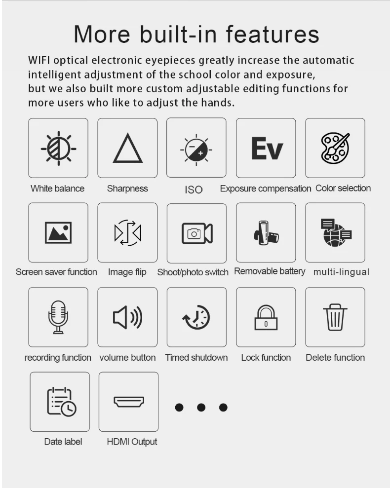 Wireless WiFi electronic eyepiece 20 megapixel new astronomical telescope with micro screen HD