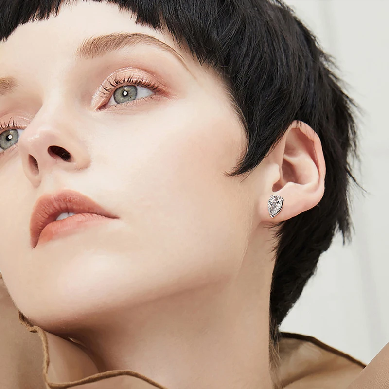 OEVAS Classic 100% 925 Sterling Silver Pear Created Moissanite Gemstone Ear Studs White Gold Earrings Fine Jewelry Wholesale