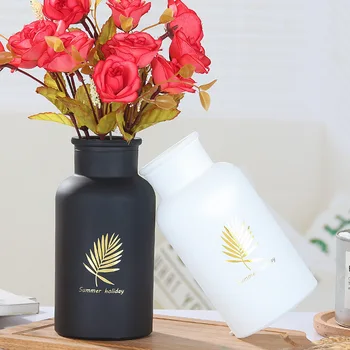 

Glass Vase Nordic White/Black Sandblasting Vase Glass Flower Vases Dried Flower Bottle Bar Home Decor Fun Gifts Dropshipping