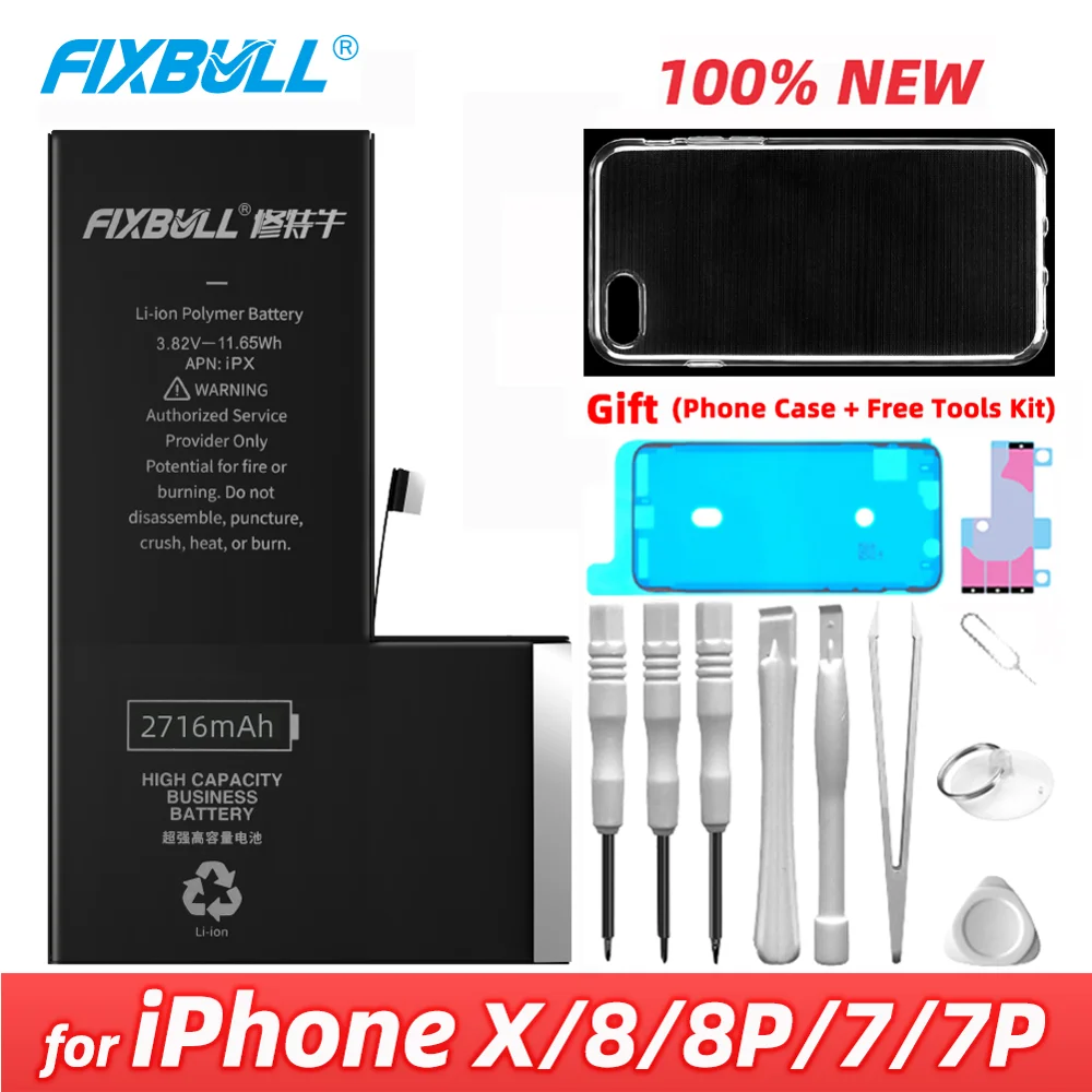 Новый литиевый аккумулятор FIXBULL для iPhone X 8 7 Plus 8plus plus оригинальный сменный