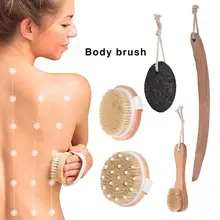 Натуральная щетка для ванны из натуральной щетины Длинная Деревянная ручка щетины мягкие волосы втирает назад щетка для душа удалить роговой Массажная щетка 4 шт