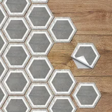 

Bathroom Floor Stickers Peel and Stick Self Adhesive Waterproof Non Slip Hexagonal Floor Tiles Mural Kitchen Living Room Decor