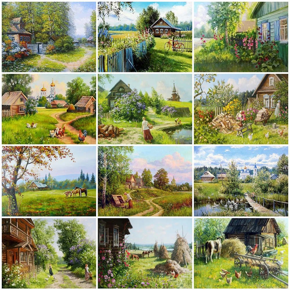 EverShine Diamond Painting House Garden Cross Stitch Embroidery Landscape Diamond  Art Square Drill Mosaic Nature Tree Wall Decor - AliExpress