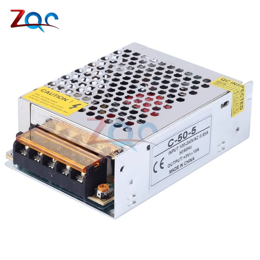 AC-DC, импульсный источник питания, адаптер, светильник, трансформатор переменного тока 110 В 220 В до постоянного тока 5 в 10 А 50 Вт для светодиодной ленты CCTV, регулятор напряжения