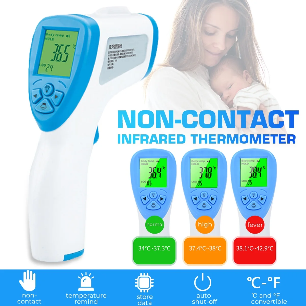 

Digital Thermometer Non-contact Infrared Forehead Body Thermometer Fever Infrared Thermometer Guns Temperature Measurement