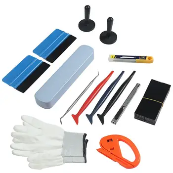 

Car Vinyl Wrap Cutter Tool Kit Film Scrapers Micro Mini Squeegee with Different Hardness